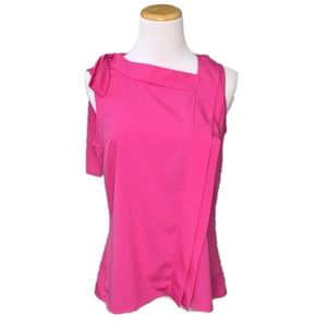 Banana Republic Factory Sleeveless Pink Tie Shoulder Asymmetrical Neckline Top